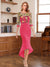 Sheath/Column Scoop Half Sleeves Tea-Length Mother of the Bride Dresses with Floral Appliques