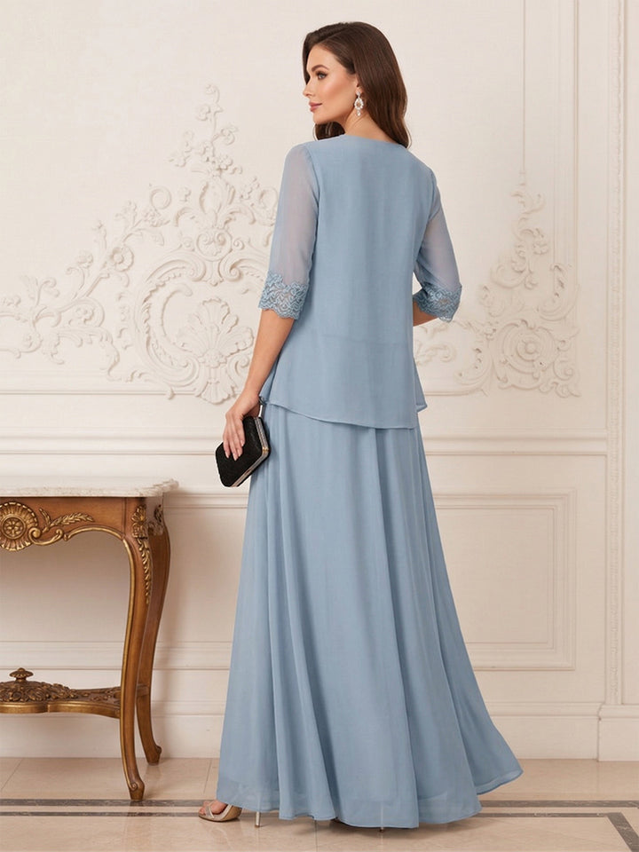 A-Line/Princess Scoop Half Sleeves Floor-Length 2-pieces of Mother of the Bride Dresses with Lace &amp; Jacket