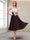A-Line/Princess Cap Sleeves V-Neck Tea-Length Mother of the Bride with Appliques