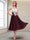 A-Line/Princess Cap Sleeves V-Neck Tea-Length Mother of the Bride with Appliques