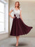 A-Line/Princess Cap Sleeves V-Neck Tea-Length Mother of the Bride with Appliques