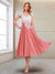 A-Line/Princess Cap Sleeves V-Neck Tea-Length Mother of the Bride with Appliques