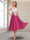 A-Line/Princess Cap Sleeves V-Neck Tea-Length Mother of the Bride with Appliques