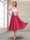 A-Line/Princess Cap Sleeves V-Neck Tea-Length Mother of the Bride with Appliques
