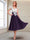 A-Line/Princess Cap Sleeves V-Neck Tea-Length Mother of the Bride with Appliques