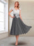 A-Line/Princess Cap Sleeves V-Neck Tea-Length Mother of the Bride with Appliques