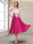 A-Line/Princess Cap Sleeves V-Neck Tea-Length Mother of the Bride with Appliques