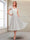 A-Line/Princess Cap Sleeves V-Neck Tea-Length Mother of the Bride with Appliques