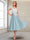 A-Line/Princess Cap Sleeves V-Neck Tea-Length Mother of the Bride with Appliques