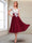 A-Line/Princess Cap Sleeves V-Neck Tea-Length Mother of the Bride with Appliques