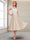 A-Line/Princess Cap Sleeves V-Neck Tea-Length Mother of the Bride with Appliques