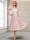 A-Line/Princess Cap Sleeves V-Neck Tea-Length Mother of the Bride with Appliques