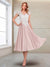 A-Line/Princess Cap Sleeves V-Neck Tea-Length Mother of the Bride with Appliques