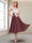 A-Line/Princess Cap Sleeves V-Neck Tea-Length Mother of the Bride with Appliques