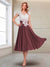 A-Line/Princess Cap Sleeves V-Neck Tea-Length Mother of the Bride with Appliques