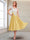 A-Line/Princess Cap Sleeves V-Neck Tea-Length Mother of the Bride with Appliques