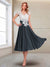 A-Line/Princess Cap Sleeves V-Neck Tea-Length Mother of the Bride with Appliques