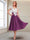 A-Line/Princess Cap Sleeves V-Neck Tea-Length Mother of the Bride with Appliques