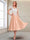 A-Line/Princess Cap Sleeves V-Neck Tea-Length Mother of the Bride with Appliques
