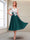 A-Line/Princess Cap Sleeves V-Neck Tea-Length Mother of the Bride with Appliques