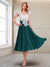 A-Line/Princess Cap Sleeves V-Neck Tea-Length Mother of the Bride with Appliques