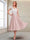 A-Line/Princess Cap Sleeves V-Neck Tea-Length Mother of the Bride with Appliques