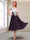 A-Line/Princess Cap Sleeves V-Neck Tea-Length Mother of the Bride with Appliques