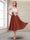 A-Line/Princess Cap Sleeves V-Neck Tea-Length Mother of the Bride with Appliques
