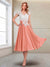 A-Line/Princess Cap Sleeves V-Neck Tea-Length Mother of the Bride with Appliques