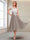 A-Line/Princess Cap Sleeves V-Neck Tea-Length Mother of the Bride with Appliques