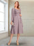 A-Line/Princess Long Sleeves Scoop Tea-Length Mother of the Bride with Sequins & Beading