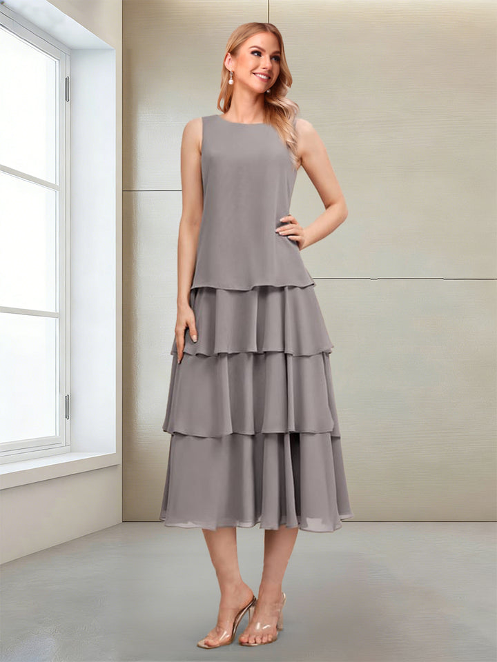 A-Line/Princess Scoop Long Sleeves Mother of the Bride Dresses with Appliques &amp; Ruffles