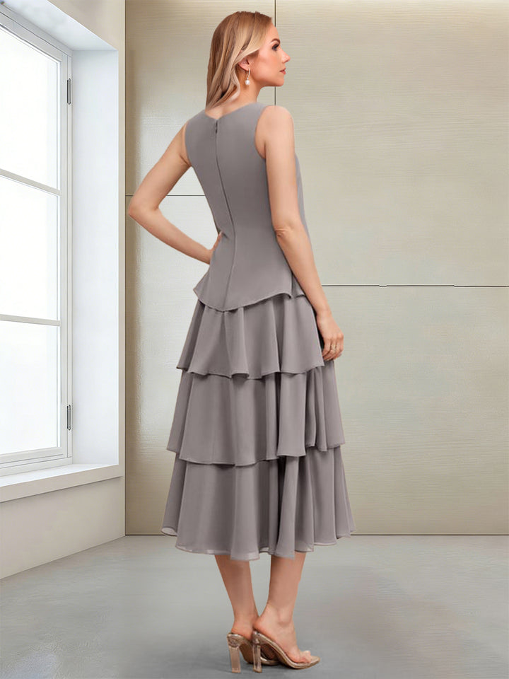 A-Line/Princess Scoop Long Sleeves Mother of the Bride Dresses with Appliques &amp; Ruffles