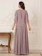 A-Line/Princess Half Sleeves Scoop Floor-Length Mother of the Bride Dresses with Appliques & Sequins