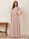 A-Line/Princess Half Sleeves Scoop Floor-Length Mother of the Bride Dresses with Appliques & Sequins