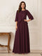 A-Line/Princess Half Sleeves Scoop Floor-Length Mother of the Bride Dresses with Appliques & Sequins
