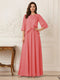 A-Line/Princess Half Sleeves Scoop Floor-Length Mother of the Bride Dresses with Appliques & Sequins
