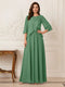 A-Line/Princess Half Sleeves Scoop Floor-Length Mother of the Bride Dresses with Appliques & Sequins