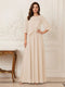 A-Line/Princess Half Sleeves Scoop Floor-Length Mother of the Bride Dresses with Appliques & Sequins
