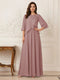 A-Line/Princess Half Sleeves Scoop Floor-Length Mother of the Bride Dresses with Appliques & Sequins