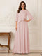 A-Line/Princess Half Sleeves Scoop Floor-Length Mother of the Bride Dresses with Appliques & Sequins