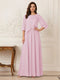 A-Line/Princess Half Sleeves Scoop Floor-Length Mother of the Bride Dresses with Appliques & Sequins