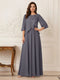 A-Line/Princess Half Sleeves Scoop Floor-Length Mother of the Bride Dresses with Appliques & Sequins