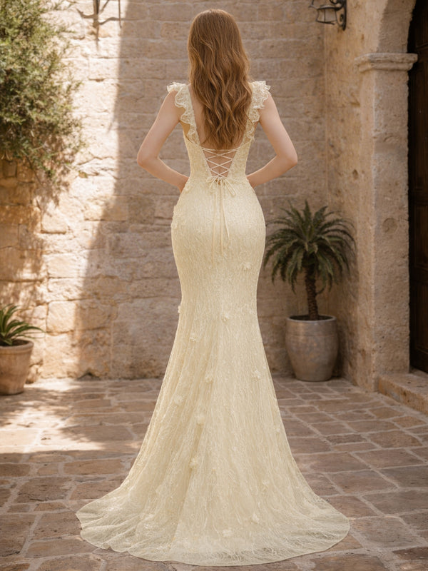 Trumpet/Mermaid Sweetheart Sleeveless Long Prom Dresses with Appliques & 3D Flowers