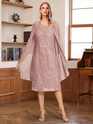 A-Line/Princess Scoop 3/4 Sleeves Tea-Length Mother of the Bride with Appliques & Sequins