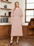A-Line/Princess Scoop Half Sleeves Tea-Length Ruched Mother of the Bride with Beading & Cape