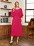 A-Line/Princess Scoop Half Sleeves Tea-Length Ruched Mother of the Bride with Beading & Cape