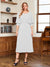 A-Line/Princess Scoop Half Sleeves Tea-Length Ruched Mother of the Bride with Beading & Cape