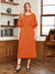 A-Line/Princess Scoop Half Sleeves Tea-Length Ruched Mother of the Bride with Beading & Cape
