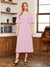 A-Line/Princess Scoop Half Sleeves Tea-Length Ruched Mother of the Bride with Beading & Cape